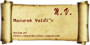 Mazurek Valér névjegykártya